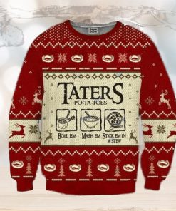 Taters Potatoes Red Ugly Christmas Sweater