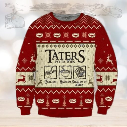 Taters Potatoes Red Ugly Christmas Sweater