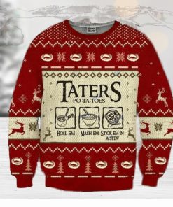 Taters Potatoes Red Ugly Christmas Sweater