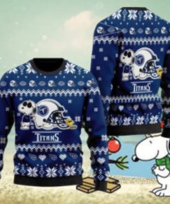 Tennessee Titans Cute The Snoopy Show Football Helmet Ugly Christmas Sweater Snowdrift