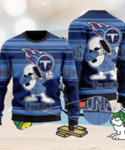 Tennessee Titans Snoopy Funny Knitted Christmas Sweater AOP Snowplow