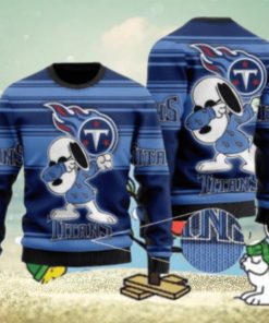 Tennessee Titans Snoopy Funny Knitted Christmas Sweater AOP Snowplow