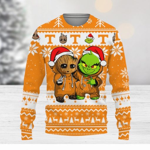 Tennessee Volunteers Baby Groot And Grinch Best Friends Football American Knitted Christmas Sweater