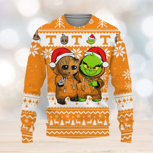 Tennessee Volunteers Baby Groot And Grinch Best Friends Football American Knitted Christmas Sweater