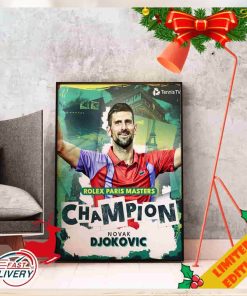 Tennis Rolex Paris Masters Champion Novak Djokovic A Record Extending 40th Masters 1000 Title Poster Canvas, hoodie, sweater, long sleeve and tank top Tennis Rolex Paris Masters Champion Novak Djokovic A Record Extending 40th Masters 1000 Title Poster Canvas