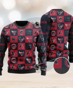 Texans Logo Checkered Flannel Design Knitted Ugly Christmas Sweater