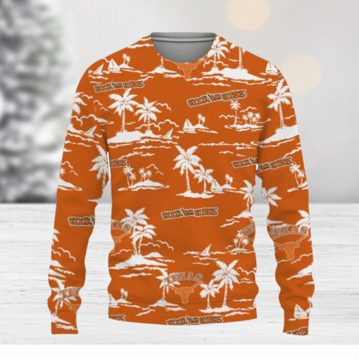 Texas Longhorns Aloha Hawaii Beach Knitted Xmas 3D Sweater Gift Holidays