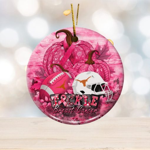 Texas Longhorns Circle Ceramic Ornament, Breast Cancer And Sport Team Ceramic Ornament