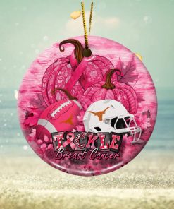 Texas Longhorns Circle Ceramic Ornament, Breast Cancer And Sport Team Ceramic Ornament