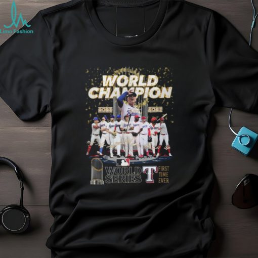 Texas Rangers First Time Ever World Series Champion Signatures T Shirt