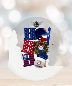 Texas Rangers ho ho ho helmet wreath logo santa ball Christmas ornament0