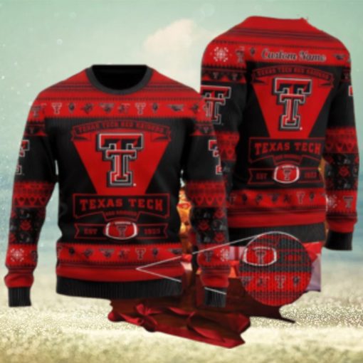 Texas Tech Red RaidSan Francisco 49ers Football Team Logo Ugly Christmas Sweater AOP Retail Custom Name