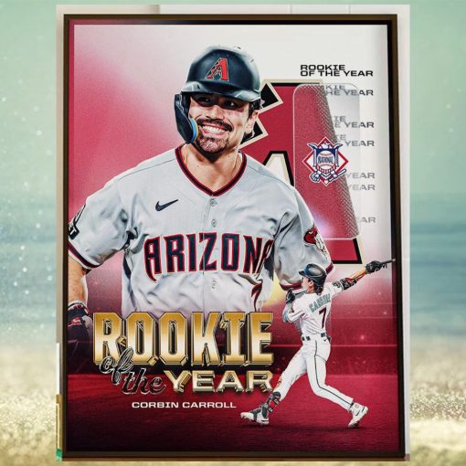 The 2023 Jackie Robinson NL Rookie Of The Year Award Winner is Corbin Carroll Of The Arizona Diamondbacks Home Decor Poster Canvas