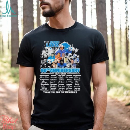 The Detroit Lions 90TH Anniversary 1934 2024 Thank You For The Memories Signatures Shirt