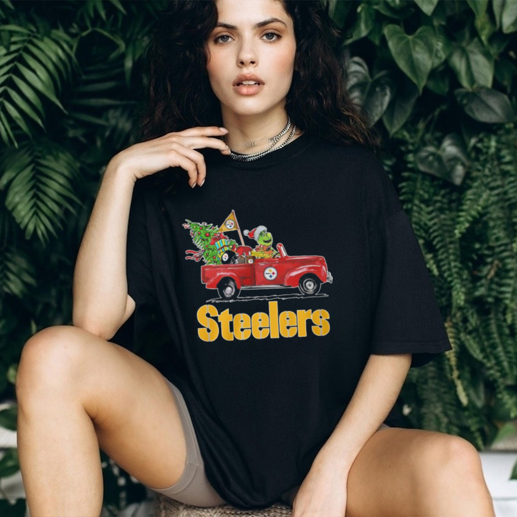 NFL Pittsburgh Steelers Makes Me Happy You Not So Much Grinch Football Sports  Women's V-Neck T-Shirt