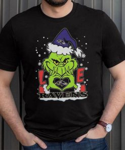 The Grinch Love Heart Baltimore Ravens Football Christmas 2023 Shirt