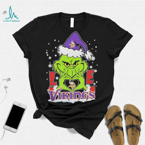 The Grinch Love Heart Minnesota Vikings Football Christmas 2023 Shirt