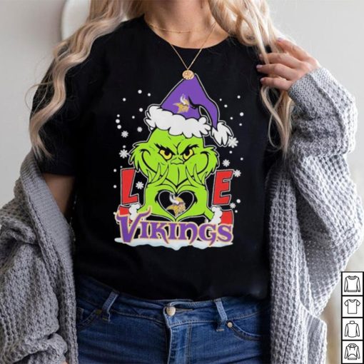 The Grinch Love Heart Minnesota Vikings Football Christmas 2023 Shirt