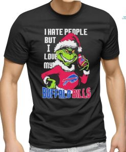 The Grinch Santa Hat Christmas I Hate People But I Love My Buffalo Bills Shirt