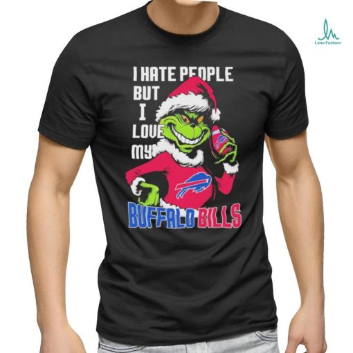 The Grinch Santa Hat Christmas I Hate People But I Love My Buffalo Bills Shirt