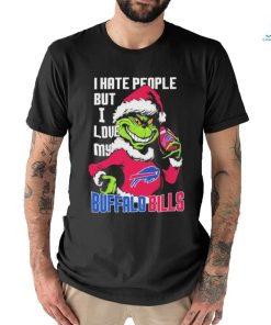 The Grinch Santa Hat Christmas I Hate People But I Love My Buffalo Bills Shirt