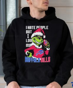 The Grinch Santa Hat Christmas I Hate People But I Love My Buffalo Bills Shirt