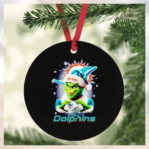 The Grinch Santa love Miami Dolphins Christmas ornament