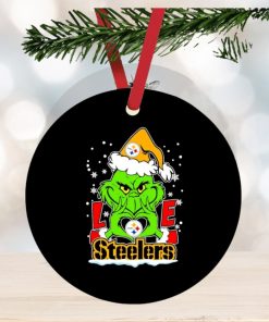 The Grinch Santa love Pittsburgh Steelers ornament