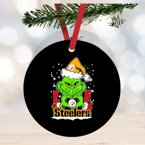 The Grinch Santa love Pittsburgh Steelers ornament