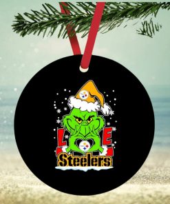 The Grinch Santa love Pittsburgh Steelers ornament