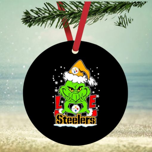 The Grinch Santa love Pittsburgh Steelers ornament