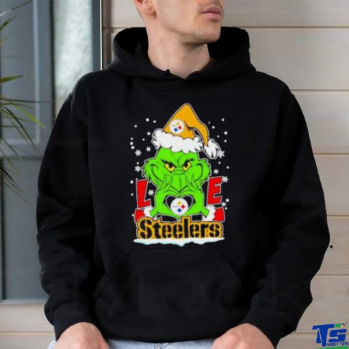 The Grinch Santa love Pittsburgh Steelers shirt