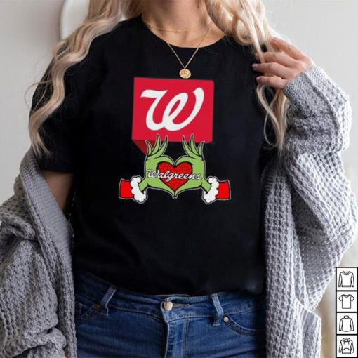 The Grinch hand love Walgreens logo Christmas shirt