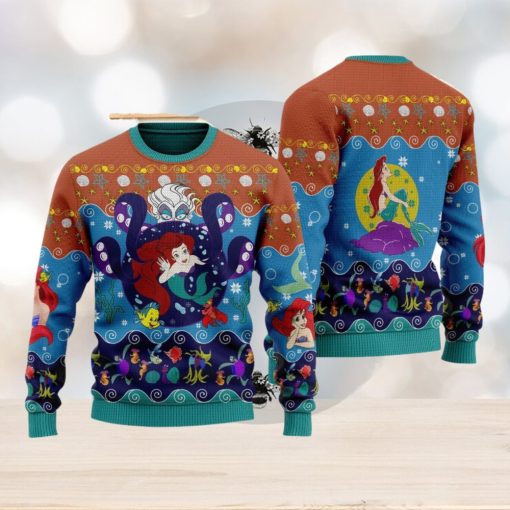 The Little Princess 3D Ugly Christmas Sweater, Princess Mermaid Xmas Ugly Christmas Sweater Men And Women Gift