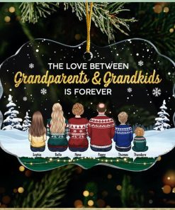 The Love Between Grandparents & Grandkids Is Forever Personalized Custom Benelux Shaped Acrylic Christmas Ornament Gift For Grandparents, Gift For Family, Christmas Gift