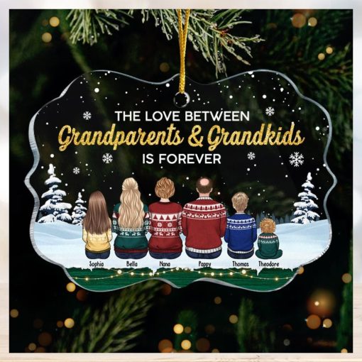 The Love Between Grandparents & Grandkids Is Forever   Personalized Custom Benelux Shaped Acrylic Christmas Ornament   Gift For Grandparents, Gift For Family, Christmas Gift