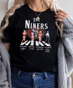 The Niner Abbey Road Steve Young Jerry Rice Joe Montana And Bill Walsh Signatures Shirt, hoodie, sweater, long sleeve and tank top The Niner Abbey Road Steve Young Jerry Rice Joe Montana And Bill Walsh Signatures Shirt
