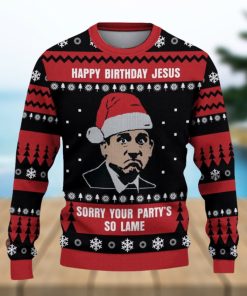 The Office Happy Birthday Jesus Sorry Your Party’s So Lame Ugly Christmas Sweater