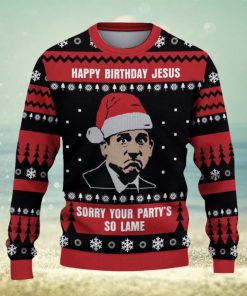 The Office Happy Birthday Jesus Sorry Your Party’s So Lame Ugly Christmas Sweater