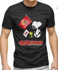 The Peanuts Snoopy And Woodstock San Francisco 49ers Football Flag Shirt