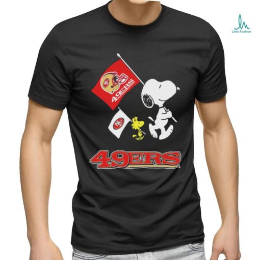 The Peanuts Snoopy And Woodstock San Francisco 49ers Football Flag Shirt