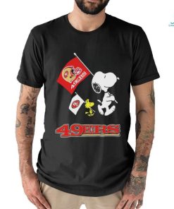 The Peanuts Snoopy And Woodstock San Francisco 49ers Football Flag Shirt