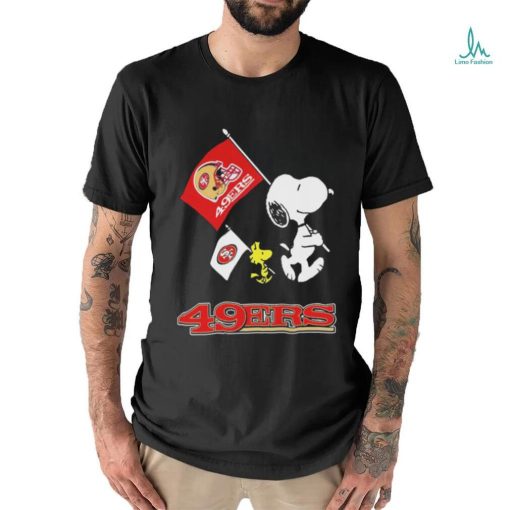 The Peanuts Snoopy And Woodstock San Francisco 49ers Football Flag Shirt