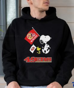 The Peanuts Snoopy And Woodstock San Francisco 49ers Football Flag Shirt