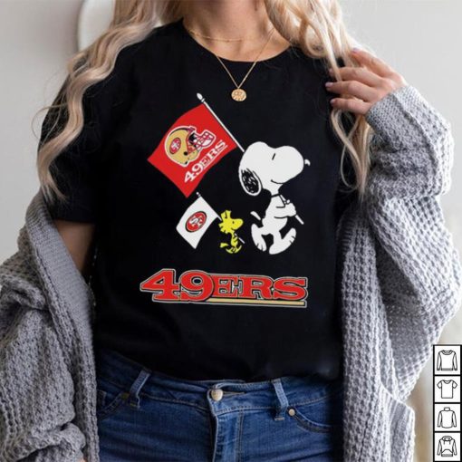 The Peanuts Snoopy And Woodstock San Francisco 49ers Football Flag Shirt
