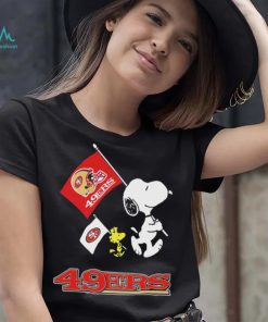The Peanuts Snoopy And Woodstock San Francisco 49ers Football Flag Shirt
