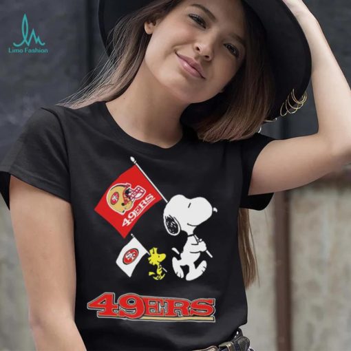 The Peanuts Snoopy And Woodstock San Francisco 49ers Football Flag Shirt