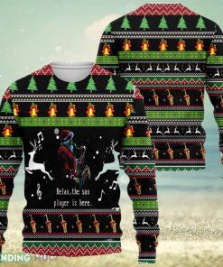 The Sax Player Is Here Santa Claus Plays Ugly Christmas Sweater 3D All Over Printed Sweaters Christmas Gift