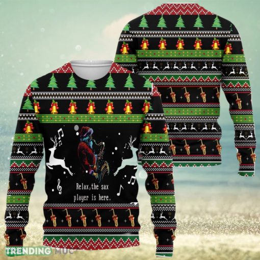 The Sax Player Is Here Santa Claus Plays Ugly Christmas Sweater 3D All Over Printed Sweaters Christmas Gift