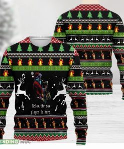 The Sax Player Is Here Santa Claus Plays Ugly Christmas Sweater 3D All Over Printed Sweaters Christmas Gift